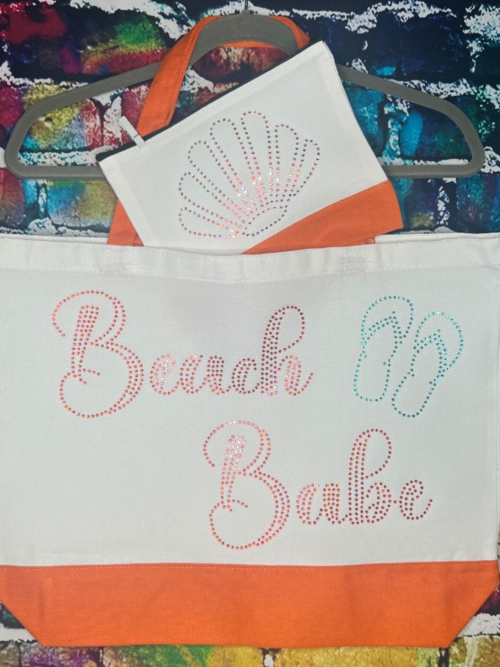 Beach Babe Rhinestone Tote Bag Set [29R]